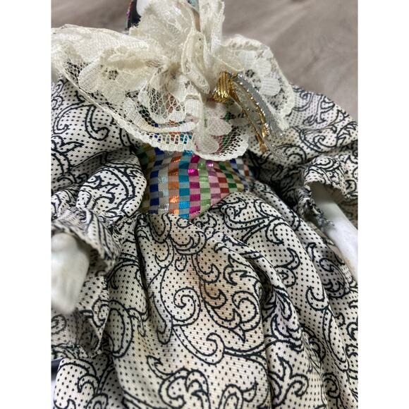 Vintage Harlequin Porcelain Clown Doll 10” Hand Painted Figurine Lace Ruffle - Picture 3 of 10